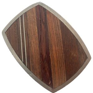 Vintage Pewter Belt Buckle with Wood Inlay